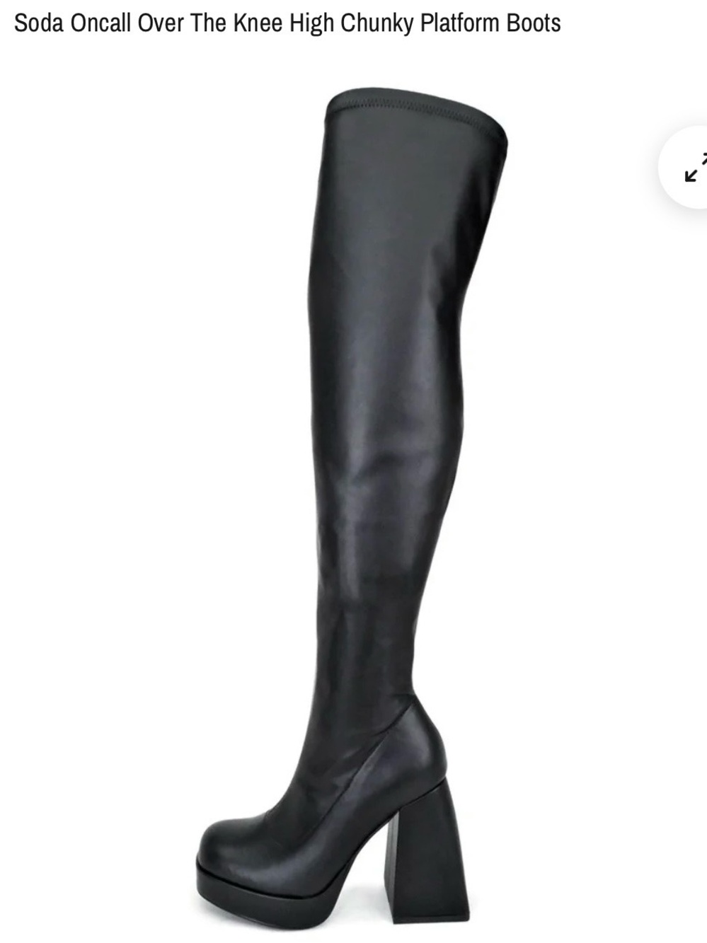 Black Over The Knee Chunky Platform Boots - Picture 4 of 4